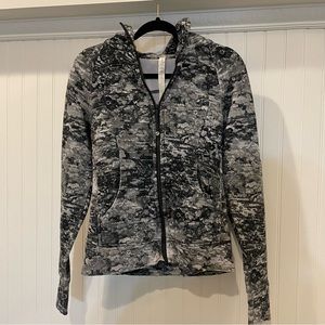 Lululemon Full Zip Scuba Black Lace Patterned Jacket